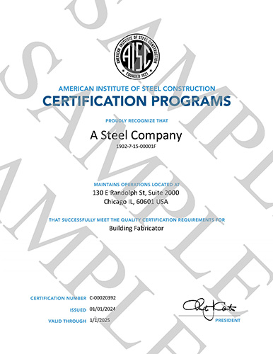 sample certification